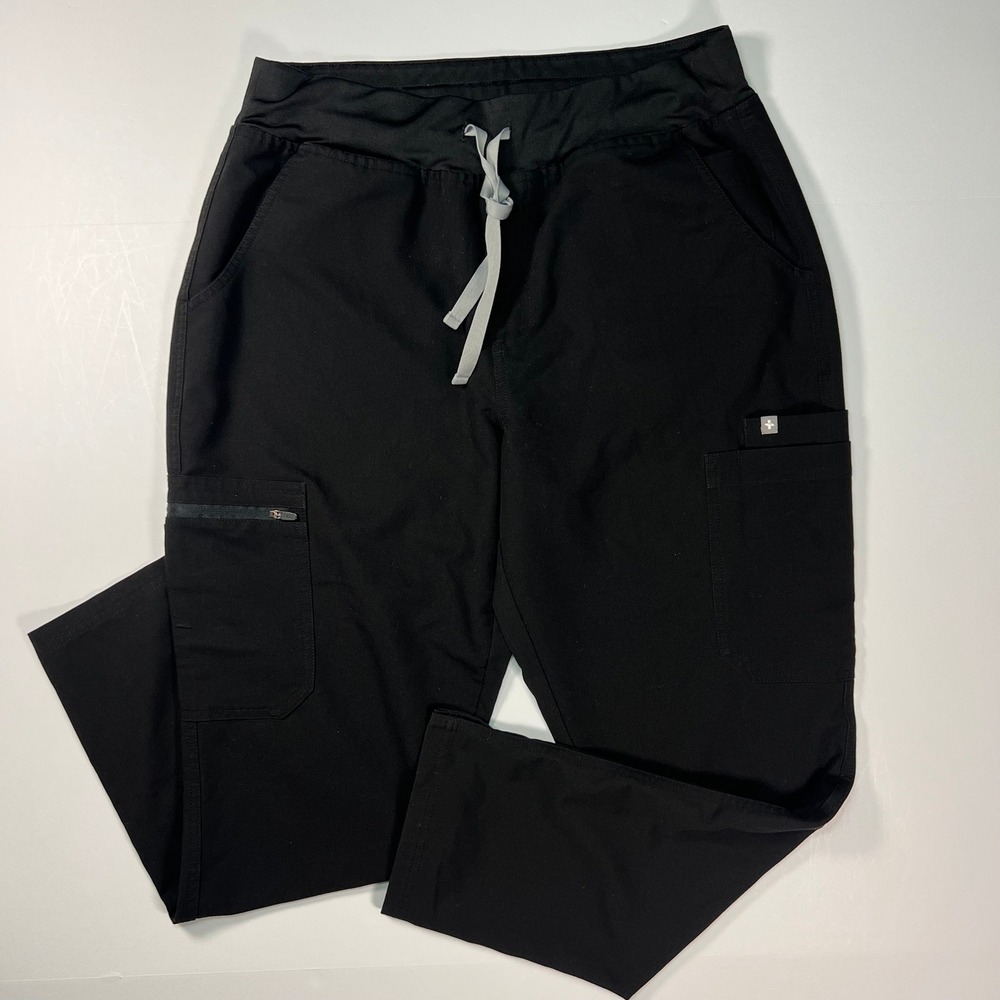 FIGS Scrub Pants Women L/P Black Technical Collection Cargo Office Medical